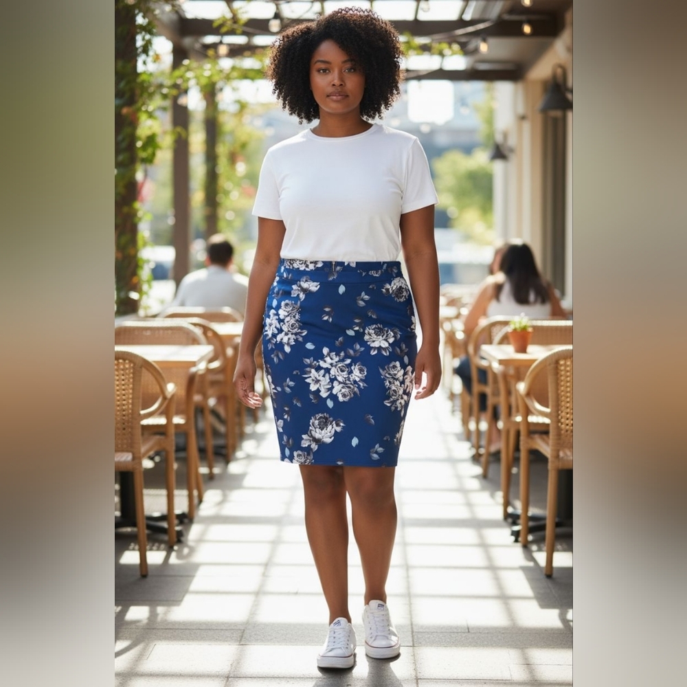torrid Blue Floral Pencil Skirt